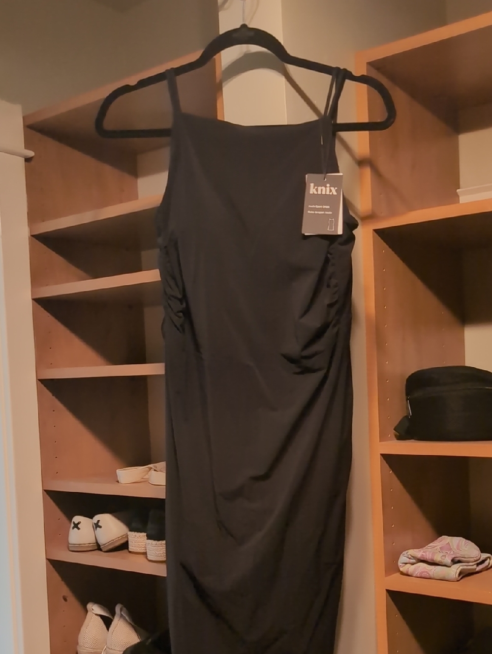 knix Black Sleeveless Sport Midi Dress with Side Ruching